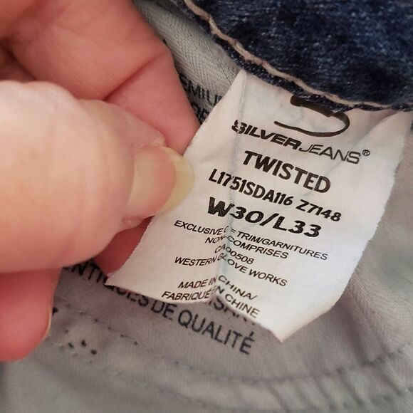 Silver Distressed Twisted Bootcut Jeans 30" x 33" - Picture 8 of 9